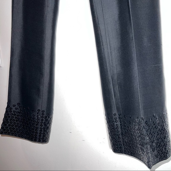 Ann Taylor Silk Trouser with Sequined Cuffs Side Zip - Picture 2 of 5